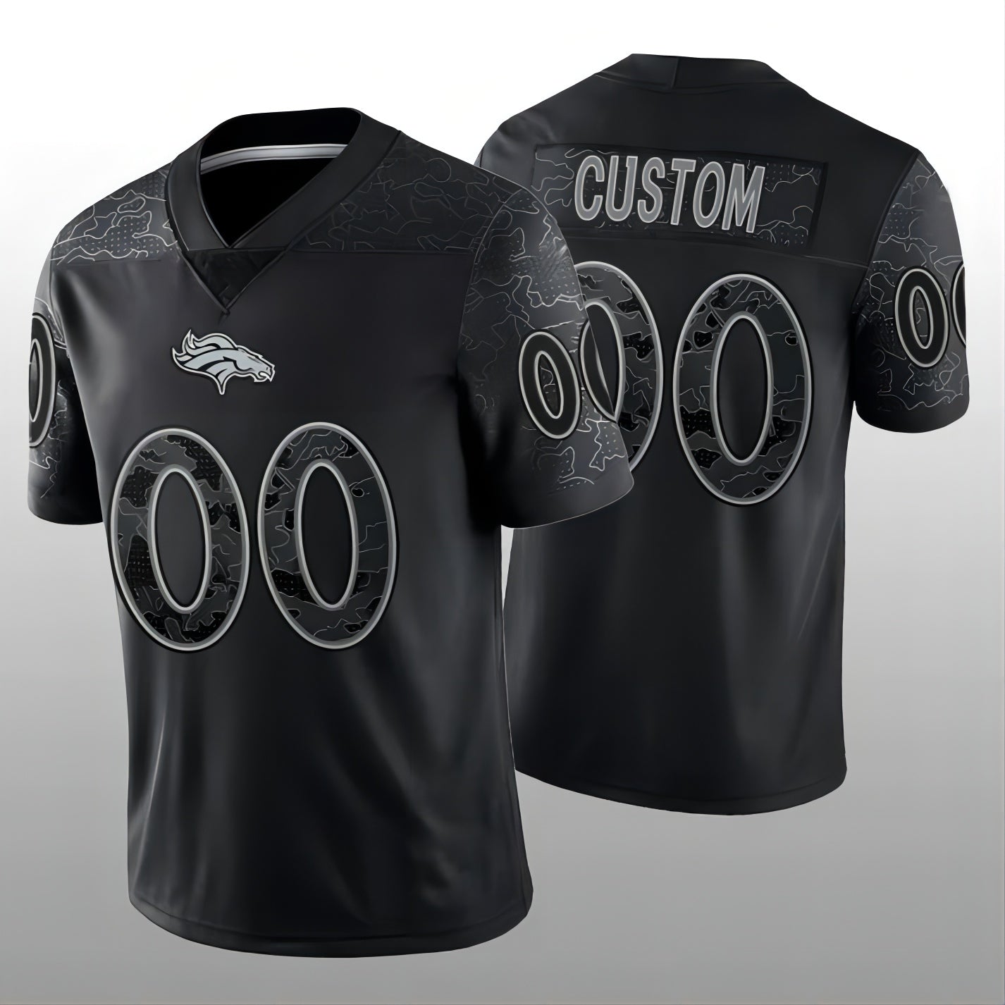 Custom1 Denver Broncos Black RFLCTV Limited Jersey1 Stitched Jersey1 American Football Jerseys