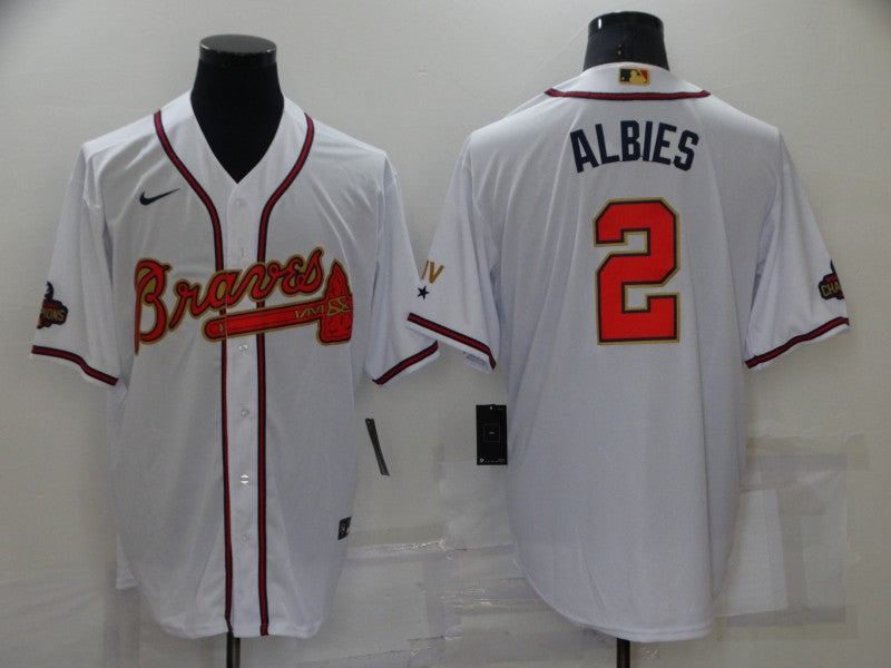 Men's Atlanta Braves Ozzie Albies #2 White Stitched Player Jersey1