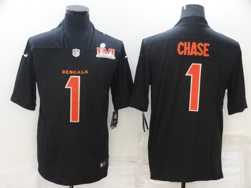Men's Cincinnati Bengals Ja'Marr Chase #1 Black Player Game Jersey2