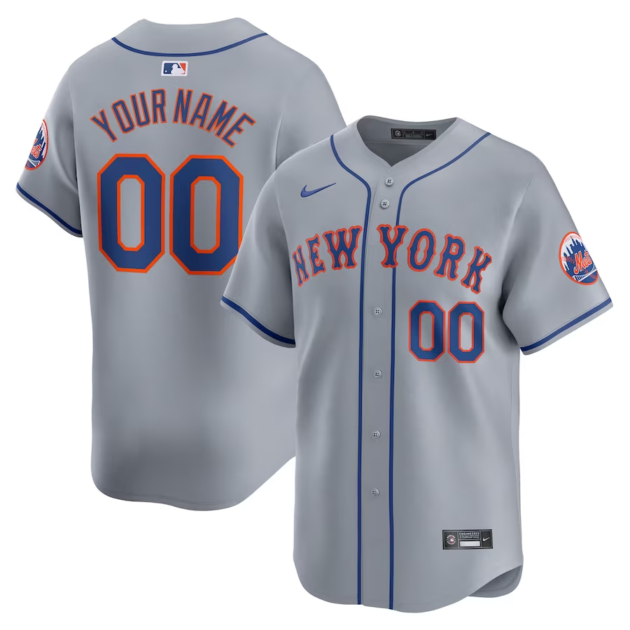 Men's New York Mets Gray Away Limited Custom Jersey1