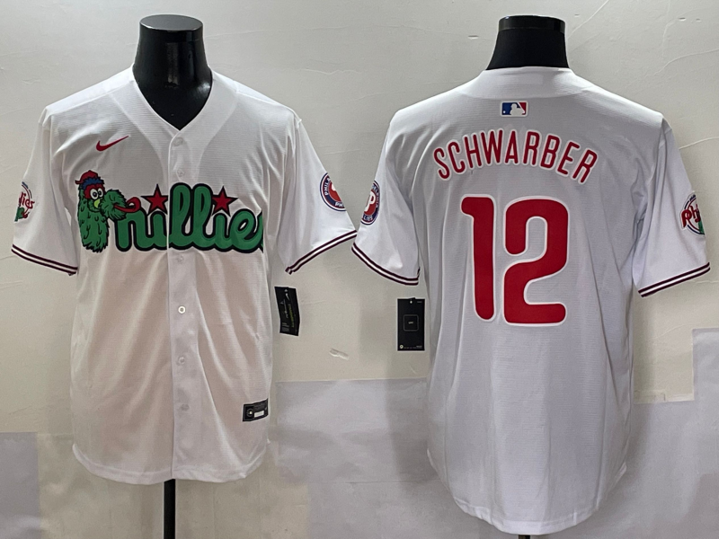 Men's Philadelphia Phillies Kyle Schwarber #12 White Game Jersey1
