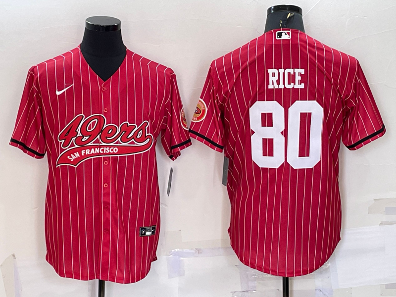 Men's San Francisco 49ers Jerry Rice #80 Red Player Jersey1 Joint Edition