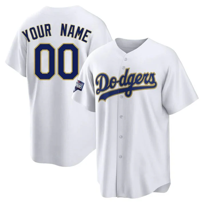 Men's Los Angeles Dodgers White Replica Custom Jersey1