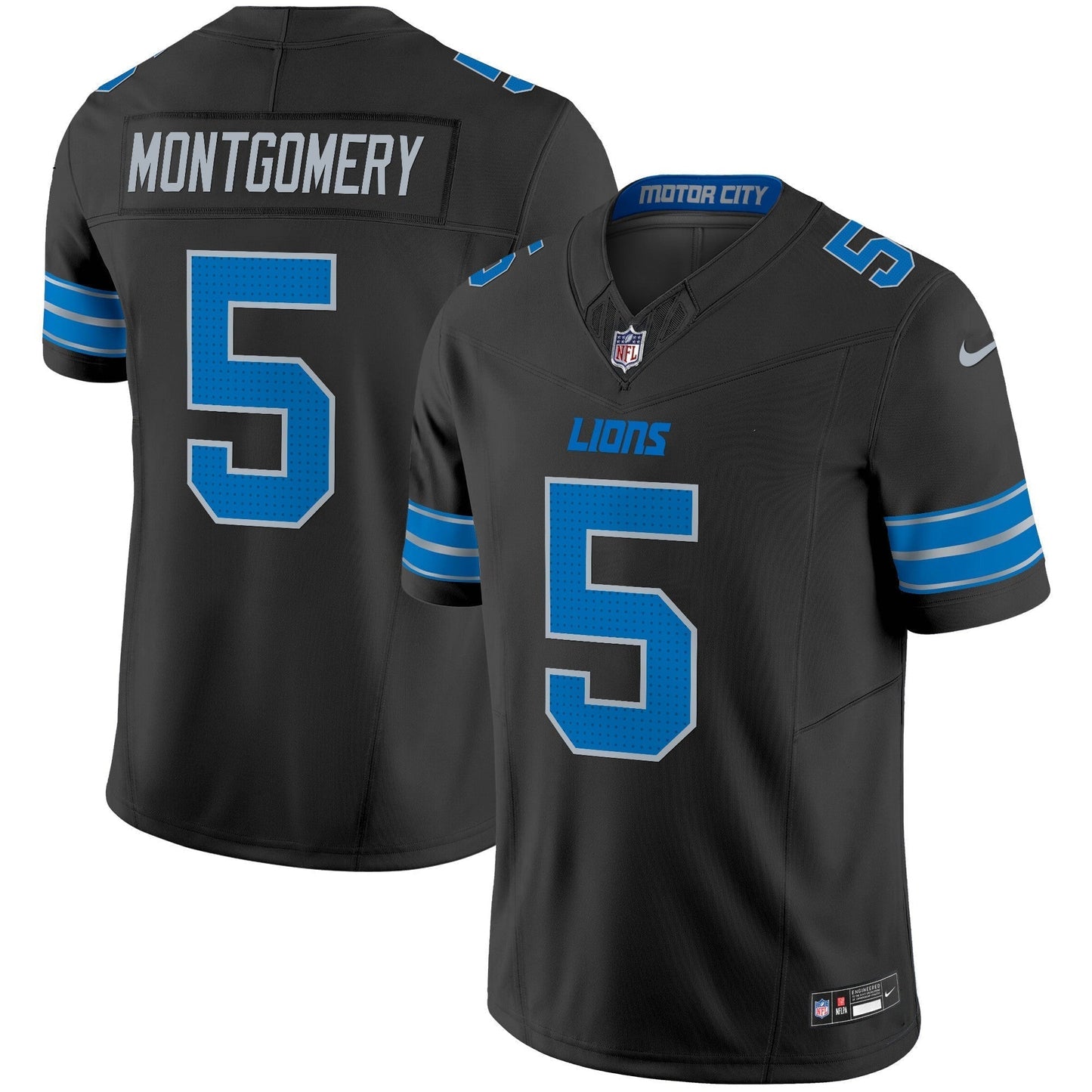 David Montgomery Jersey #5 Detroit Lions Jersey - Black