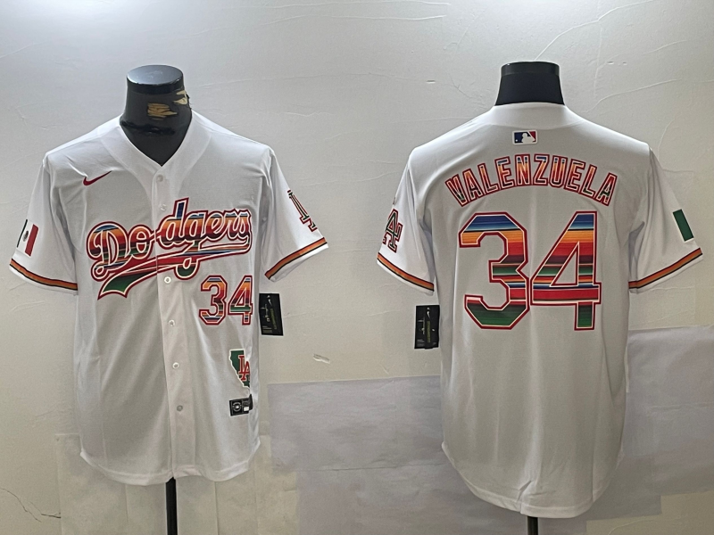 Men's Los Angeles Dodgers Fernando Valenzuela White Game Player Jersey1