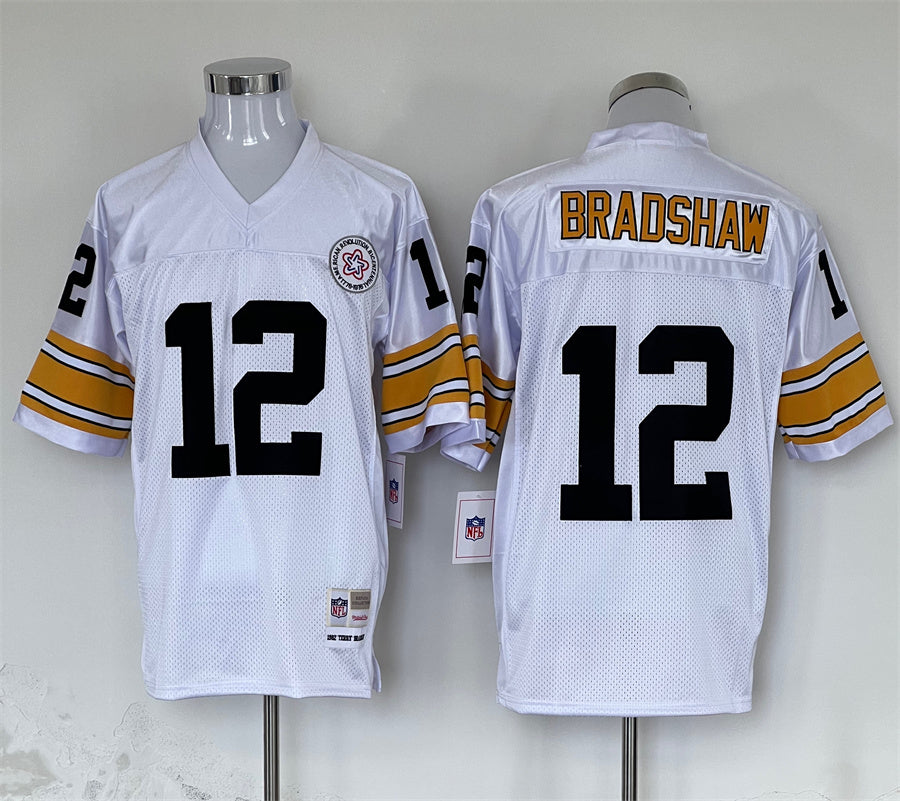 Men's Pittsburgh Steelers Terry Bradshaw White Legacy Replica Jersey1