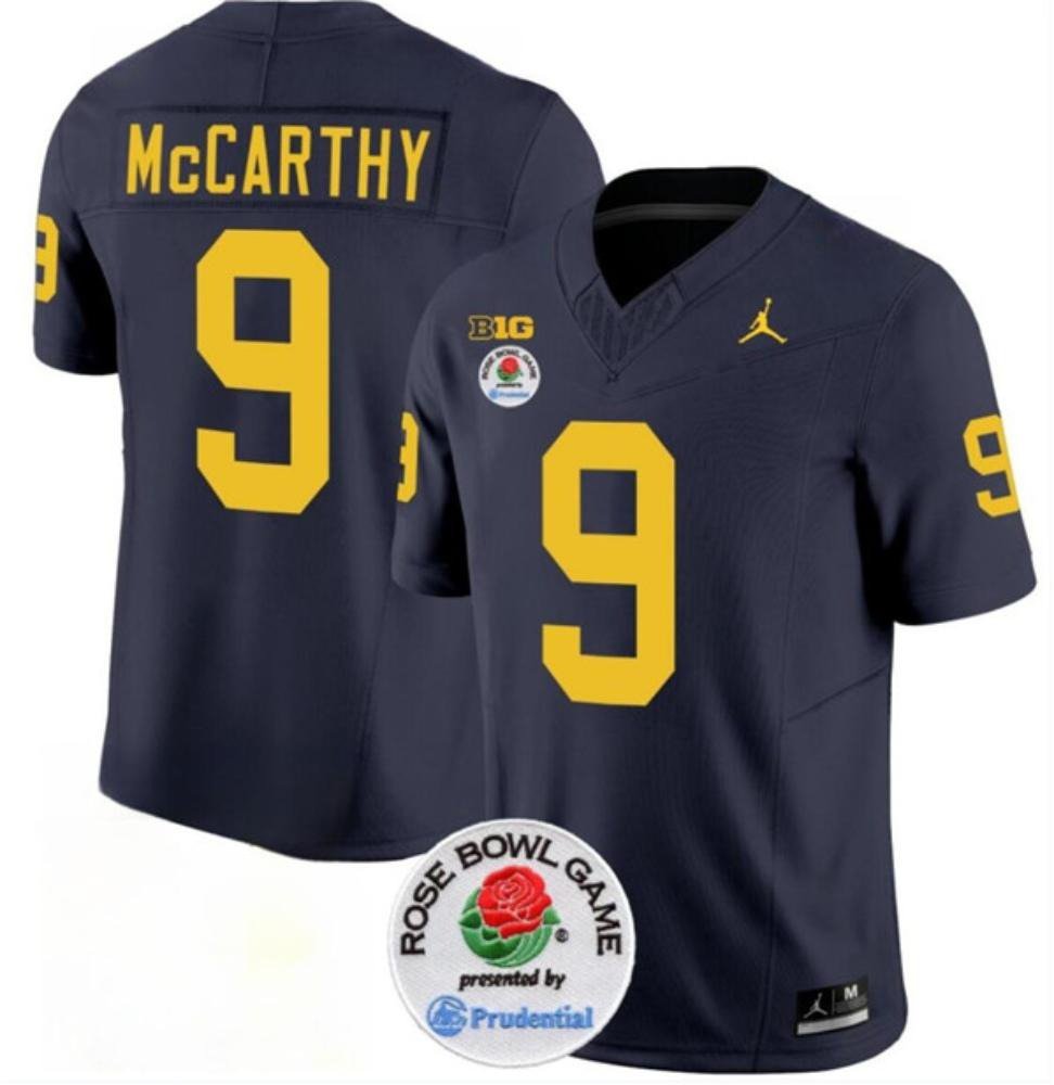 J.J. McCarthy Michigan Wolverines Rosebowl Jersey – Navy