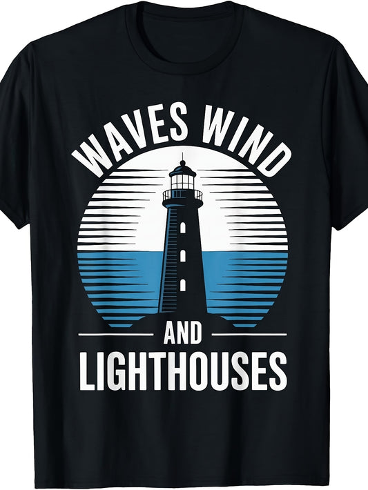 Waves Wind And Lighthouses Funny Lighthouse T-Shirt