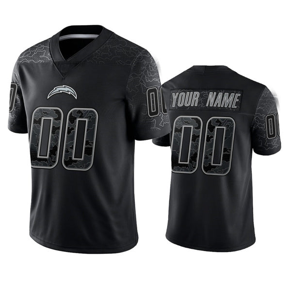 Custom1 Los Angeles Chargers Active Player Black Reflective Limited Stitched Football Jersey1  American Jerseys