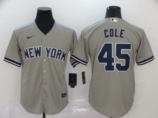 Men's New York Yankees Gerrit Cole #45 Gray Replica Baseball Jersey1
