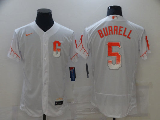 Men's San Francisco Giants Pat Burrell #5 White Replica Baseball Jersey1 City Edition