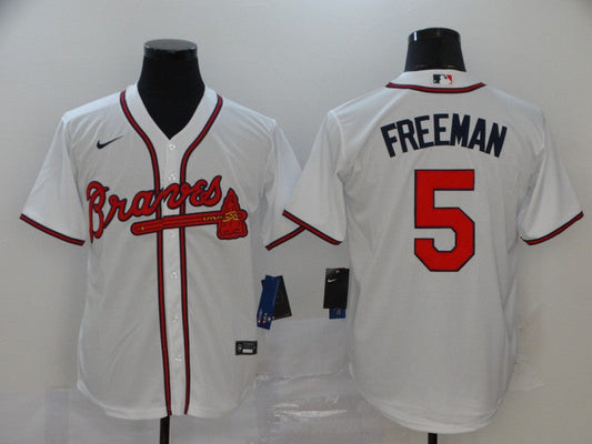 Men's Atlanta Braves Freedie Freeman #5 MLB White Replica Player Jersey1