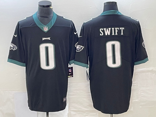Men's Philadelphia Eagles D'Andre Swift #0 Black Game Player Jersey1