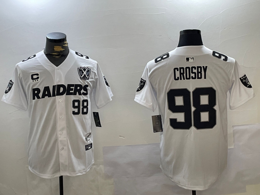 Men's Las Vegas Raiders Maxx Crosby #98 White Vapor F.U.S.E. Limited Jersey1