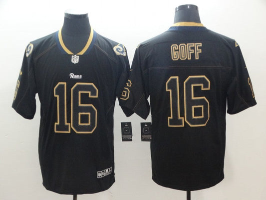 Men's Los Angeles Rams Jared Goff #16 Black Game Jersey1