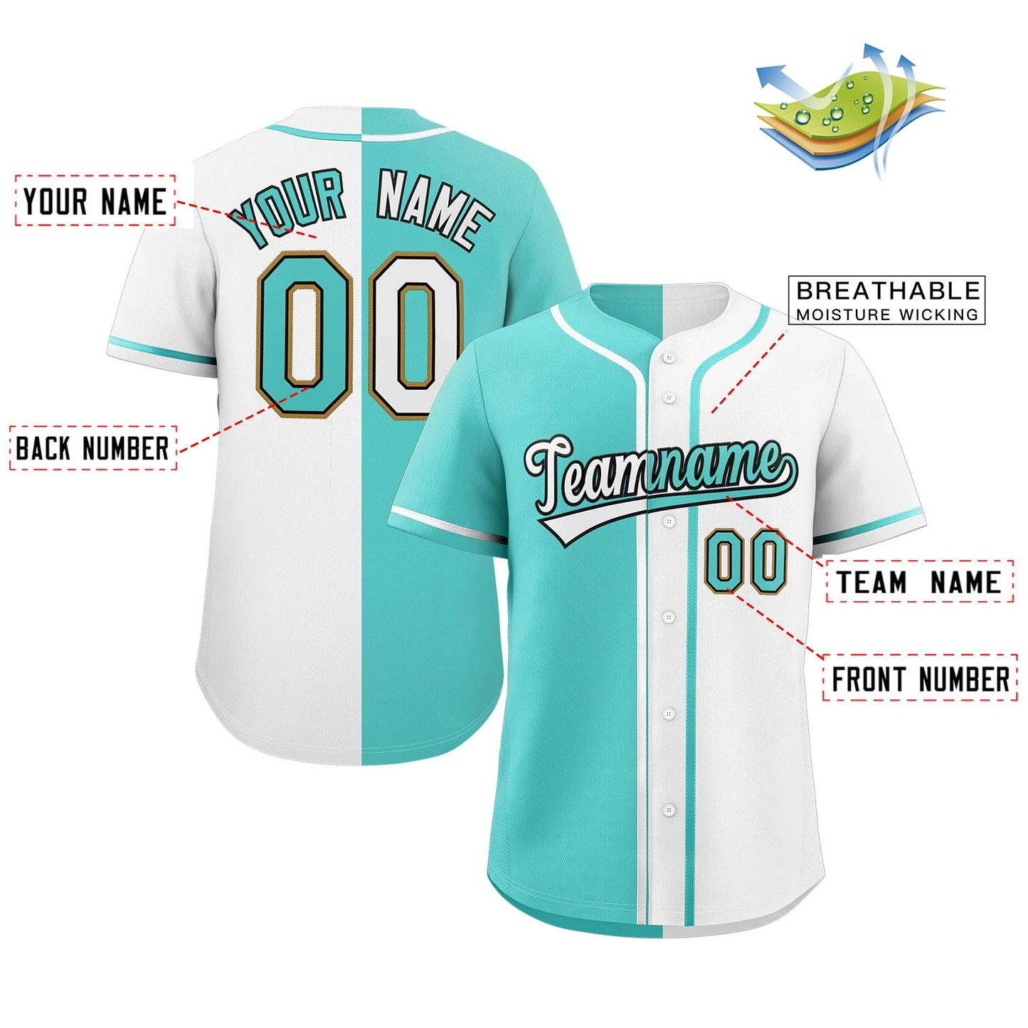 Custom Split Baseball Jersey Button Down Stitched Personalized Shirts for AdultsBoy