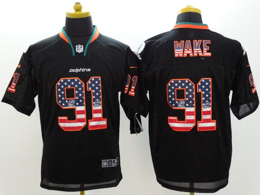 Men's Miami Dolphins Cameron Wake #91 Black Game Jersey1