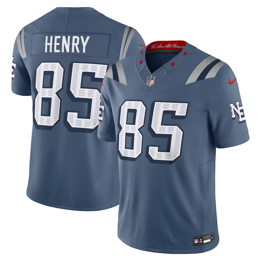 Men's New England Patriots Hunter Henry #85 Storm Blue 2025 Rivalries Collection Limited Jersey