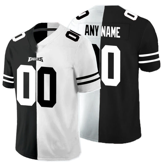 Custom1 Philadelphia Eagles Black And White Split Vapor Untouchable Limited Jersey1 Stitched American Football Jerseys