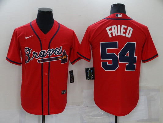 Men's Atlanta Braves Max Fried #54 Red Replica Player Jersey1