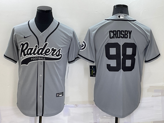 Men's Las Vegas Raiders Maxx Crosby #98 Gray Game Jersey1 Joint Edition