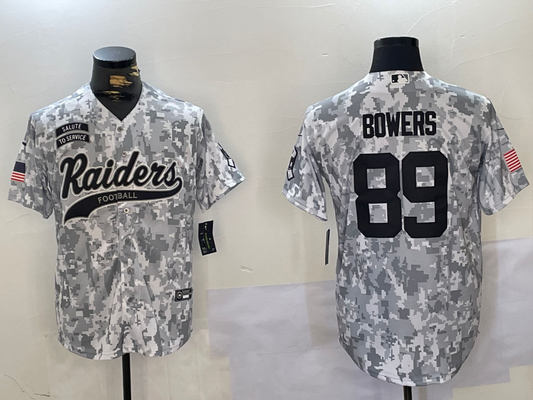 Men's Las Vegas Raiders Brock Bowers #89 Arctic Camo Salute to Service Limited Jersey1