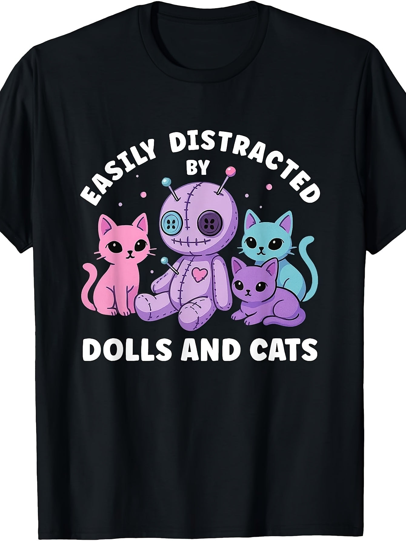 Pastel Goth Voodoo Doll And Cats Pastel Goth Men Women Teen T-Shirt