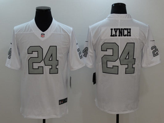 Men's Oakland Raiders Marshawn Lynch Jersey -  White-Silver Numbers