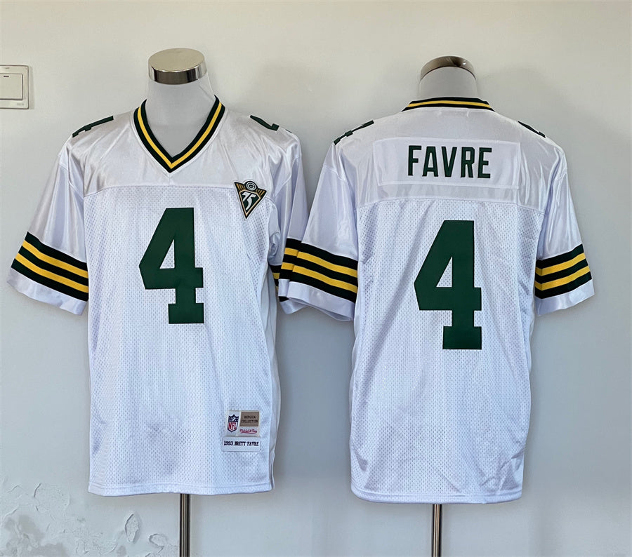 Men's Green Bay Packers Brett Favre  White Legacy Replica Player Jersey1