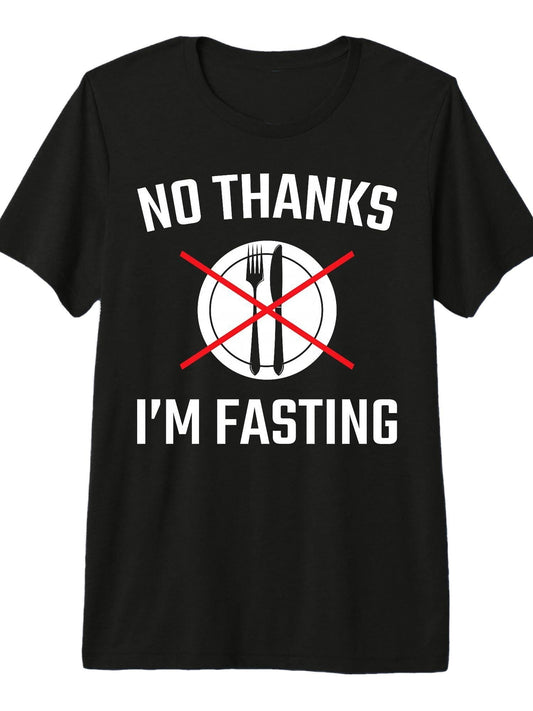No Thanks I'm Fasting Ramadan Islamic Muslim Premium Tri-Blend T-Shirt Ramadan 180gsm Cotton Round Neck Short Sleeve Men Casual T-Shirt