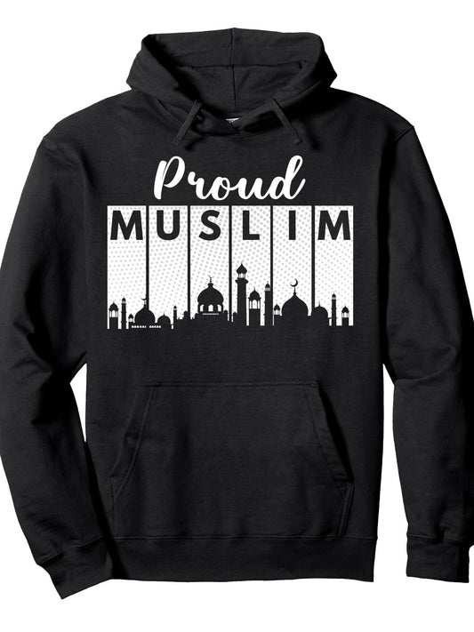 Islam Proud Muslim Ramadan Mosque Hoodie Pullover Hoodie Ramadan Black 250gsm Cotton Long Sleeve Men Casual Hoodie