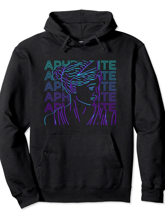 Aphrodite Greek Goddess Of Love Beauty Retro Aphrodite Pullover Hoodie Ramadan Black 250gsm Cotton Long Sleeve Men Casual Hoodie