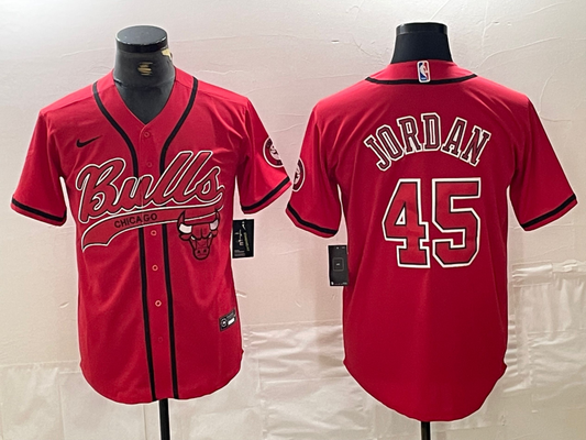 Men's Chicago Bulls Michael Jordan #45 Red Alternate Player Jersey