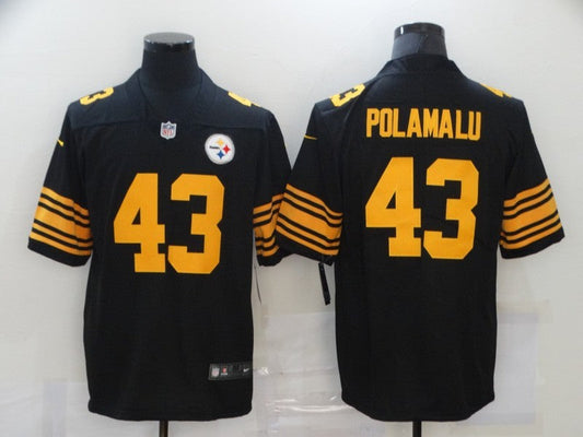 Men's Pittsburgh Steelers Troy Polamalu #43 Black Alternate Legend Jersey1