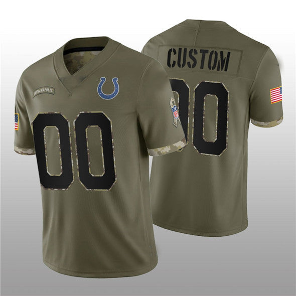 Custom1 Indianapolis Colts ACTIVE PLAYER 2022 Olive Salute To Service Limited Stitched Jersey1 Football Jersey1