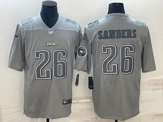 Men's Philadelphia Eagles Miles Sanders #26 Gray Atmosphere Fashion Game Jersey1