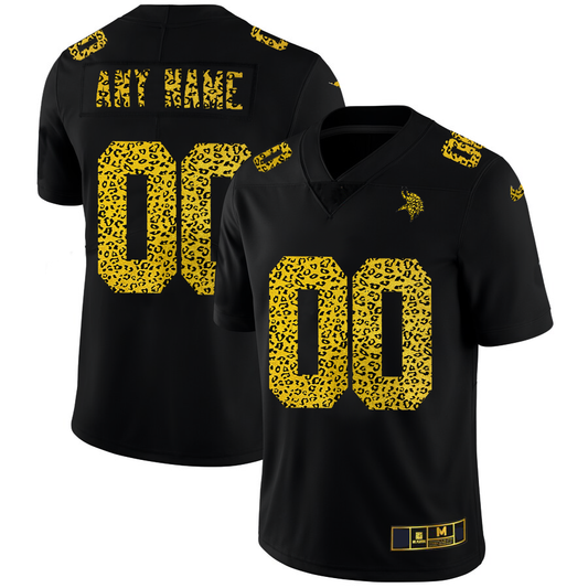 Custom1 Minnesota Vikings Leopard Print Fashion Vapor Limited Jersey1 Black Stitched Jerseys Football Jerseys