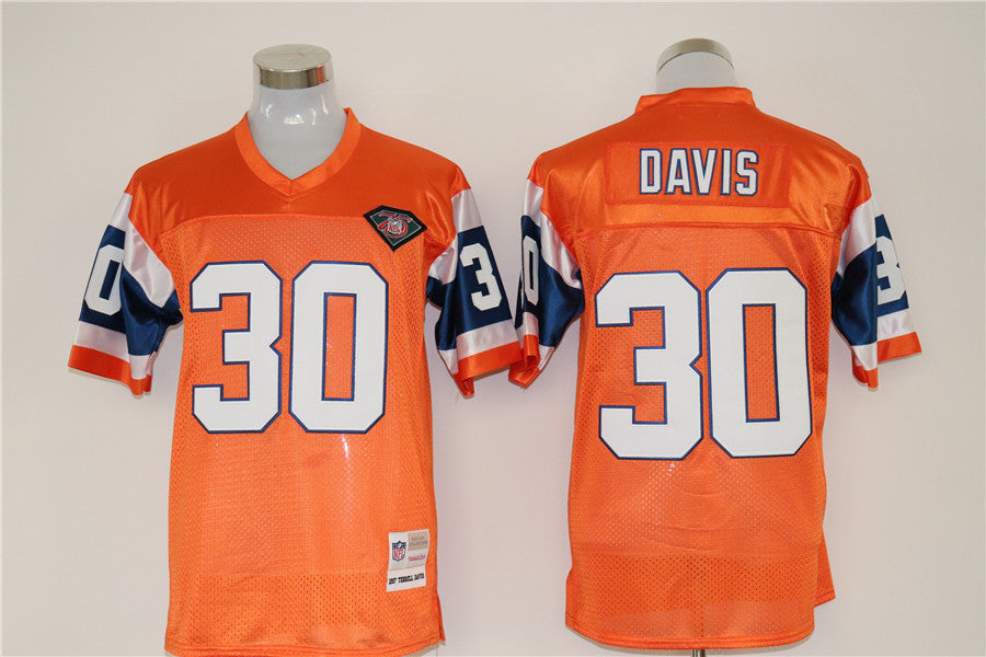 Men's Denver Broncos Terrell Davis  Orange Legacy Replica Jersey1