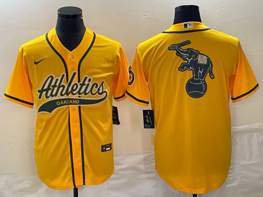 Men's Oakland Athletics Gold Replica Game Jersey1 Joint Edition