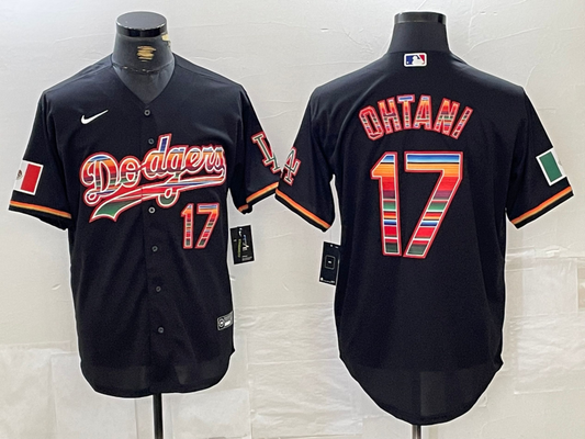 Men's Los Angeles Dodgers Shohei Ohtani #17 Black Replica Player Name Jersey1