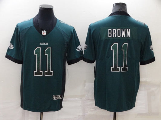 Men's Philadelphia Eagles A.J. Brown #11 Midnight Green Team Game Jersey1