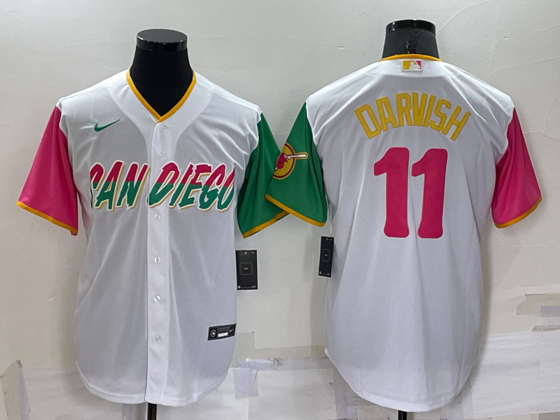Men's San Diego Padres Yu Darvish #11 White Player Stitched Jersey1