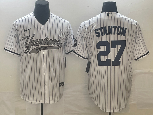 Men's New York Yankees Giancarlo Stanton #27 White Game Jersey1 Joint Edition