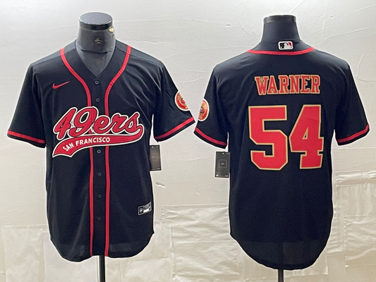 Men's San Francisco 49ers Fred Warner #54 Black Fashion Jersey1 Joint Edition