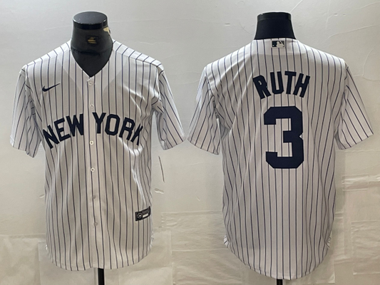 Men's New York Yankees Babe Ruth #3 White Limited Jersey1