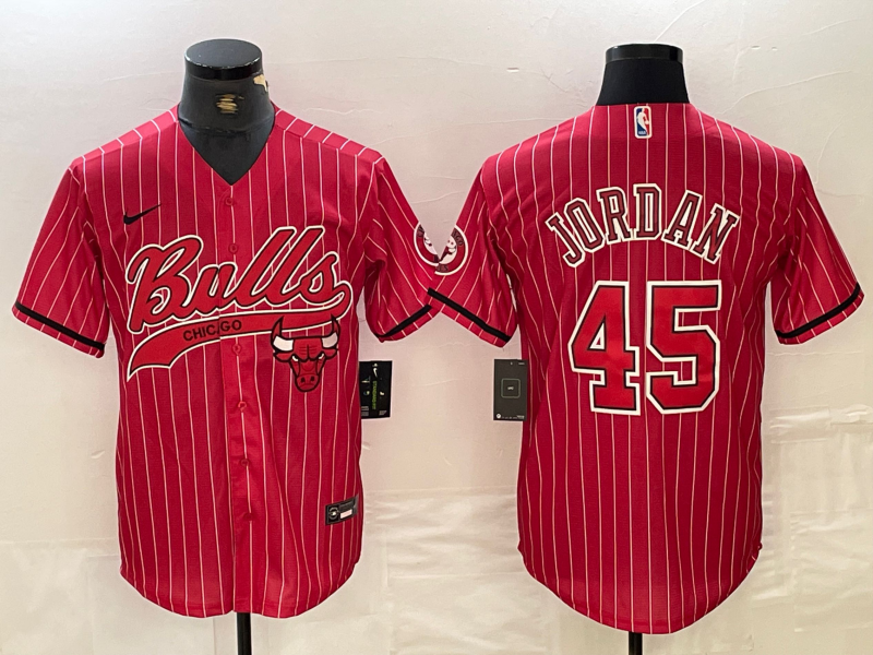 Men's Chicago Bulls Michael Jordan #45 Red Replica Player Jersey