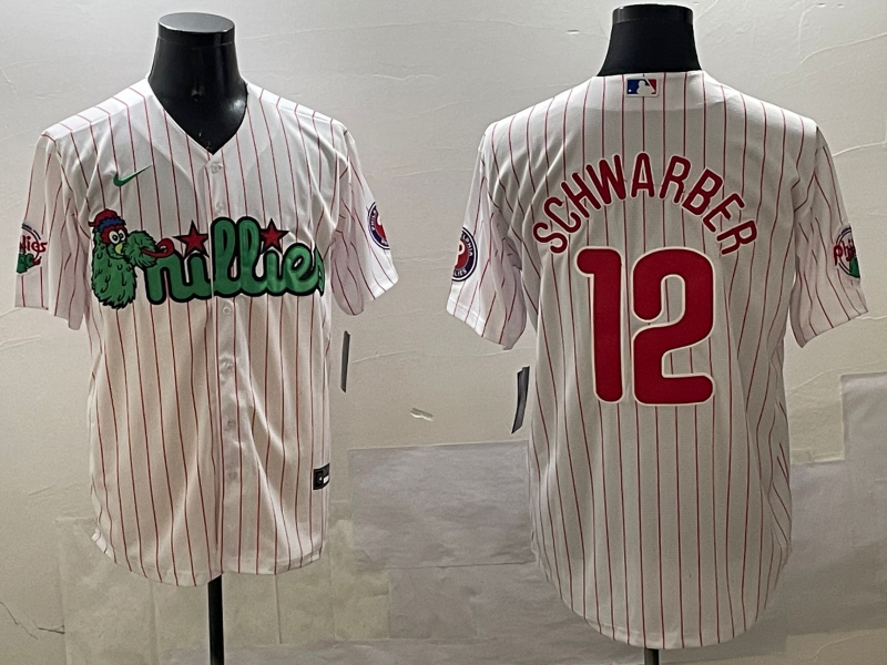 Men's Philadelphia Phillies Kyle Schwarber #12 White Replica Team Jersey1