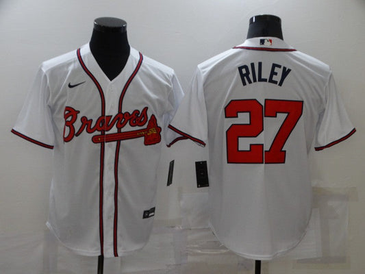 Men's Atlanta Braves Austin Riley #27 White Replica Player Jersey1