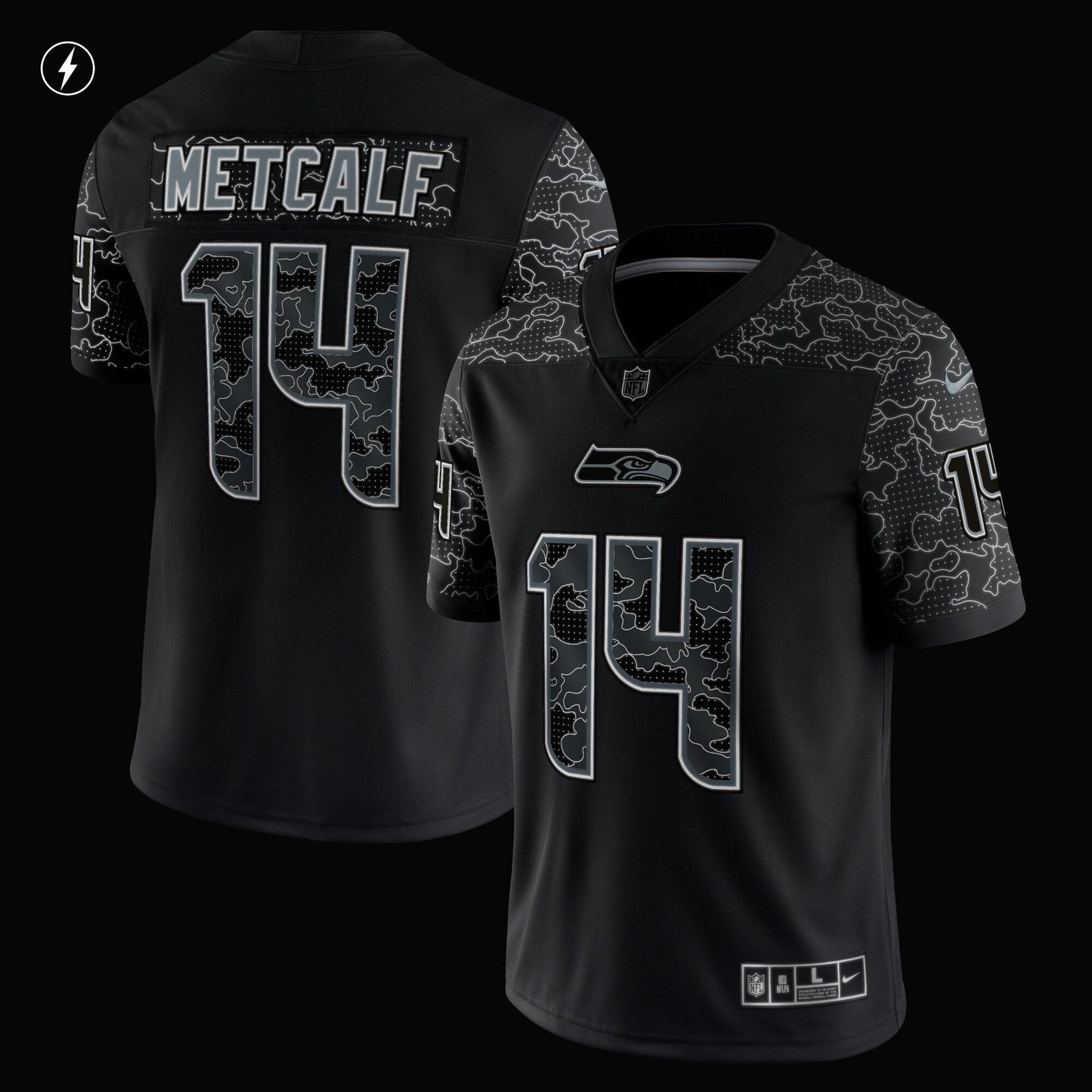 DK Metcalf Seattle Seahawks Nike RFLCTV Limited Jersey - Black