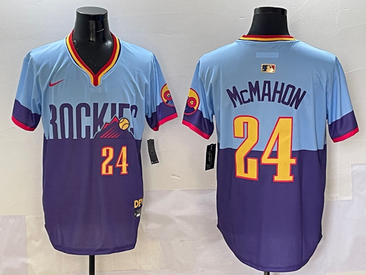 Men's Colorado Rockies Ryan McMahon #24 Purple/Light Blue 2025 City Connect Limited Player Jersey1